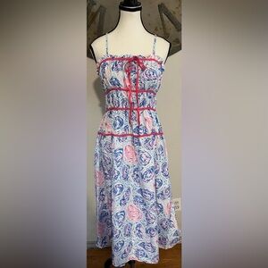 Simply Southern Pink and Blue Floral Midi Dress